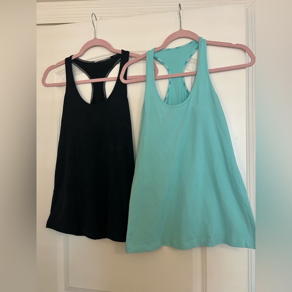 BUNDLE (2) Lululemon Black & Teal Razorback Tank Tops Size 6 - Picture 1 of 7